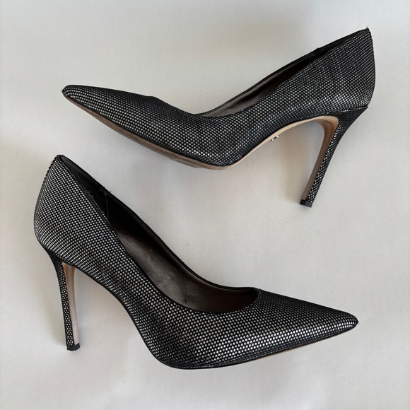 Sam Edelman womens Hazel Heels Black silver Metallic pointed toe size 9 - Picture 7 of 9